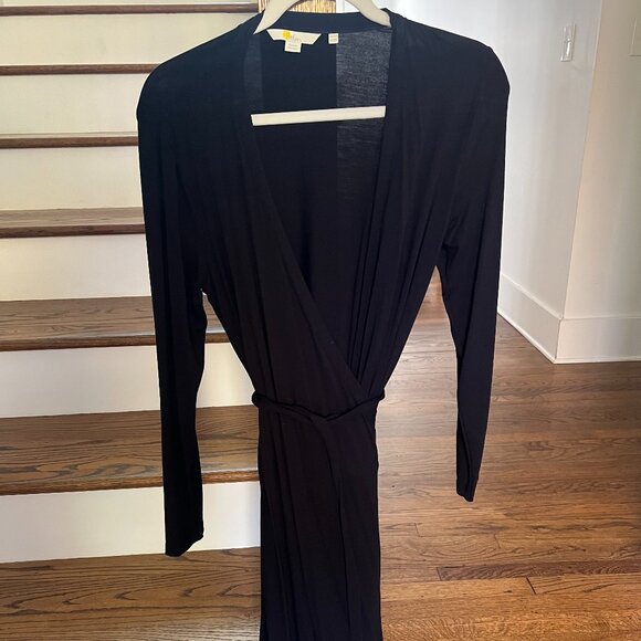 Boden Black Long-Sleeve Wrap Maxi Dress – Size 8 Regular - Picture 1 of 2